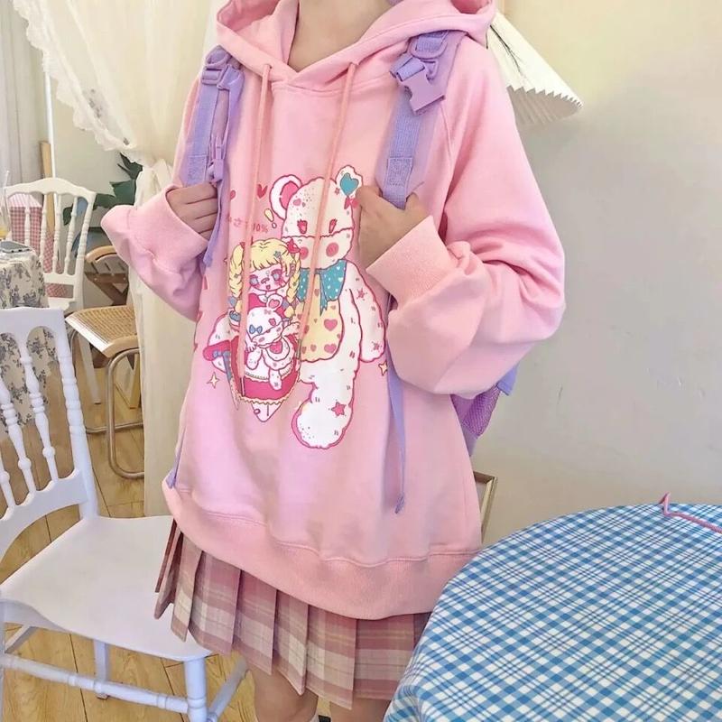 かわいいクマと女の子のパーカー Fancy World かわいいクマと女の子のパーカー Fancy World