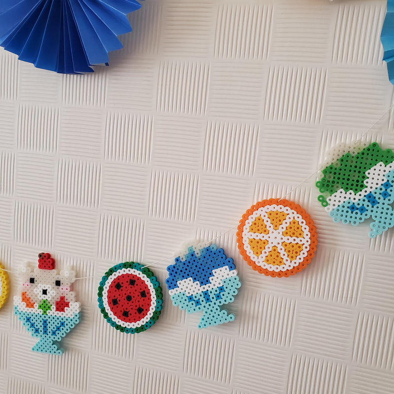 かき氷ガーランド 夏ガーランド アイロンビーズ アイロンビーズ雑貨 Ayuu W