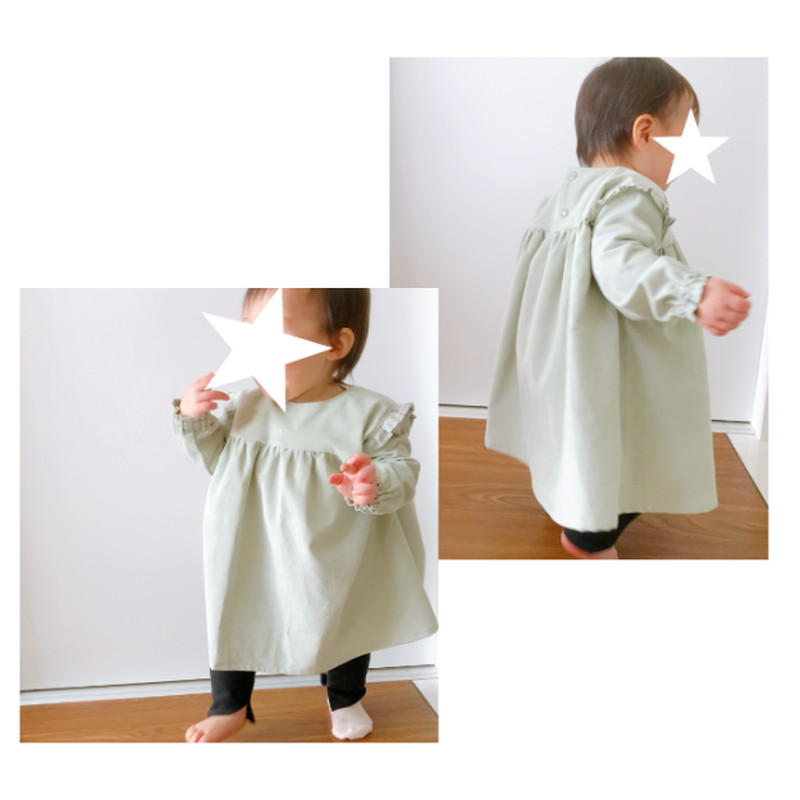 肩フリルヨークワンピース 80 ダウンロード型紙 Baby Kids Handmade