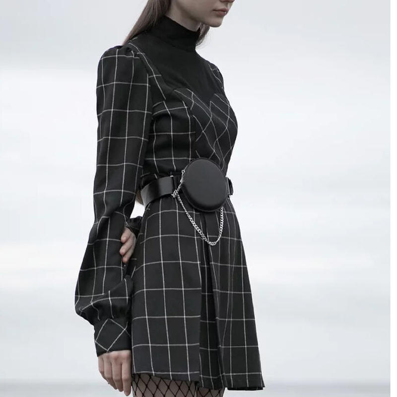 パンクチェックワンピース 病み系ダークな地雷服パンクファッション通販の Baleine S