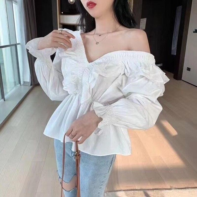 コットンフリルオフショルダートップス Hk277 パーティードレス通販baybclub