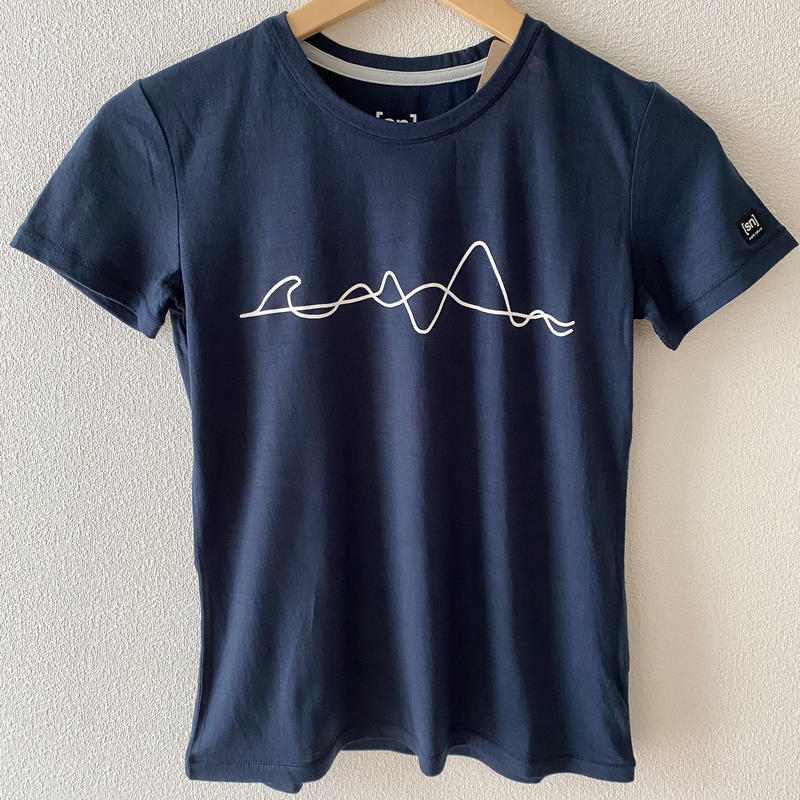 アウトドアフィットネスロゴtシャツ メリノウール素材 Sn レディース ネイビーカラー