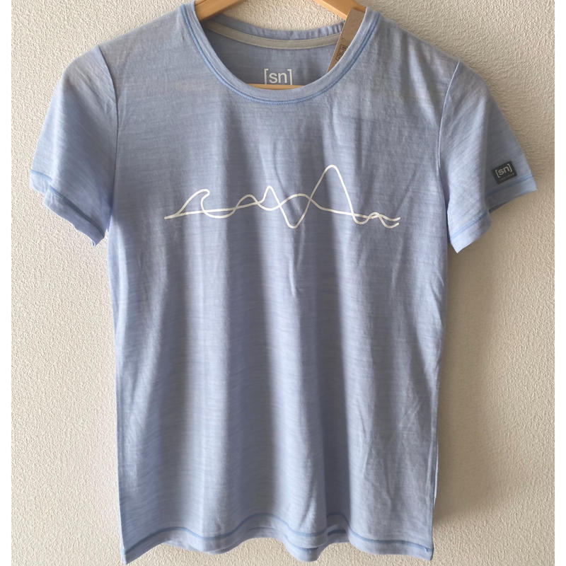アウトドアフィットネスロゴtシャツ メリノウール素材 Sn レディース ブルーカラー