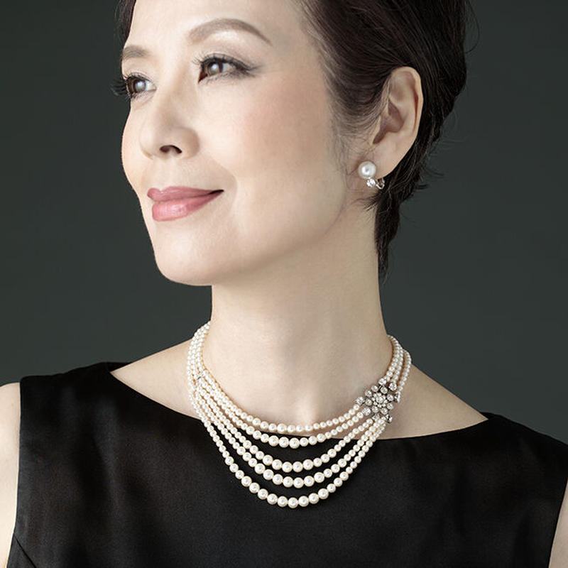 ５連スワロフスキークリスタルパールネックレスセット Cne 018 Si Bellad