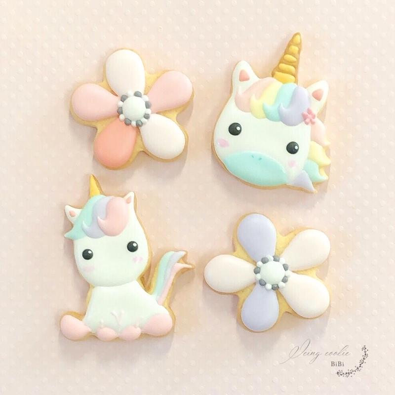 ユニコーンとお花のアイシングクッキー Bibi Icingcookies