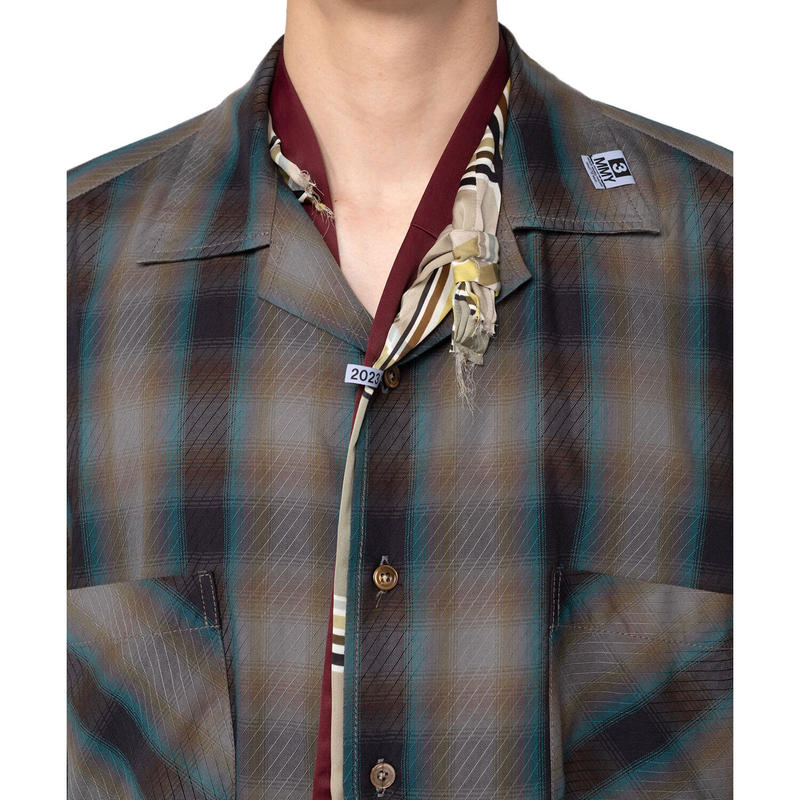 Mihara Yasuhiro ミックス レイヤード チェック シャツ 【初回限定お