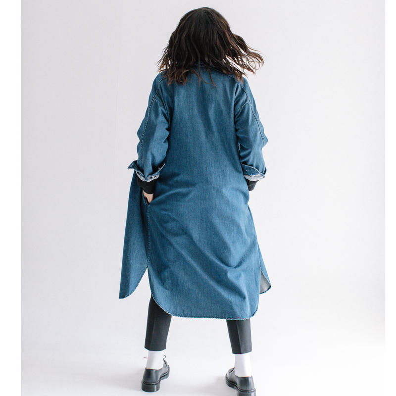 パールボタンダンガリーデニムワンピース 403 Blanc Basque ブラ