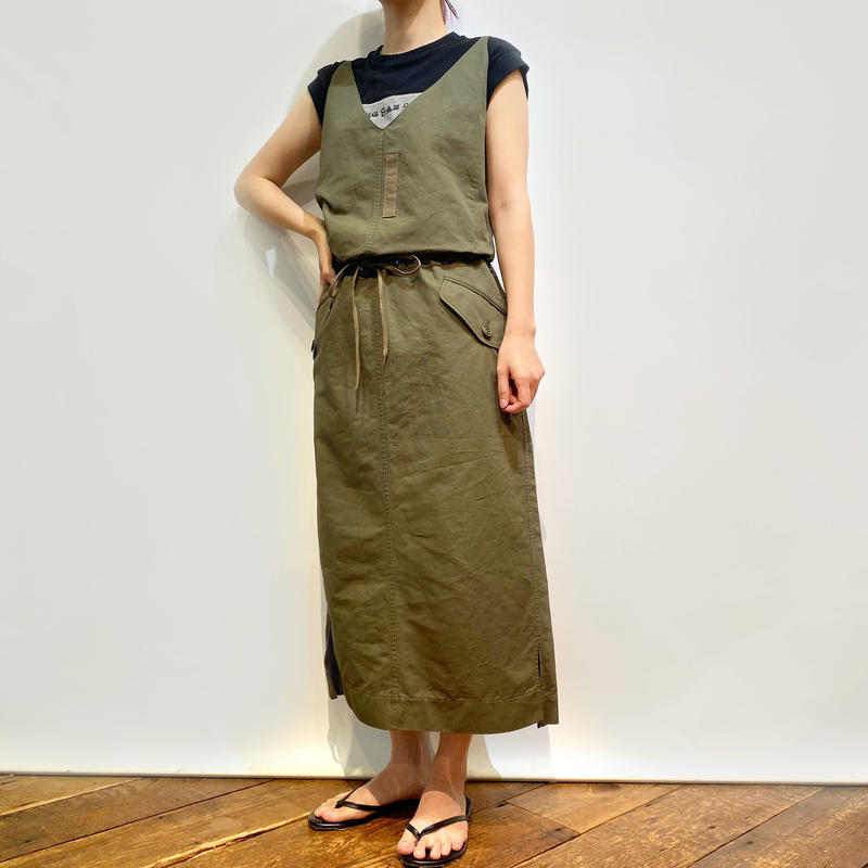 綿麻ムラ糸サージ キャミワンピ 13 415 Blanc Basque ブランバスク