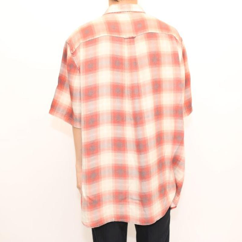 90s オンブレチェック 半袖シャツ Ombre Check S/S Shirt | Blue