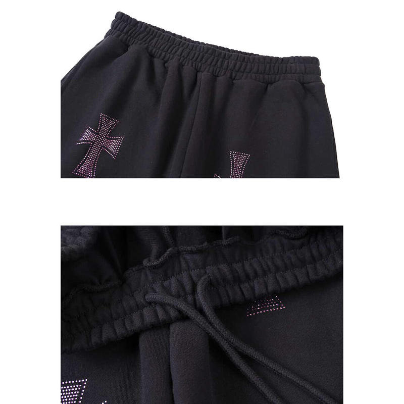 UNKNOWN / PURPLE CROSS RHINESTONE JOGGER | B+ O を販売 Black L ブラック Jogger Rhinestone Cross その他