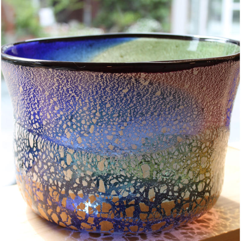 琉球稲嶺ガラス 稲嶺盛吉 宙吹ガラス工房 琉球ガラス 大皿 23cm