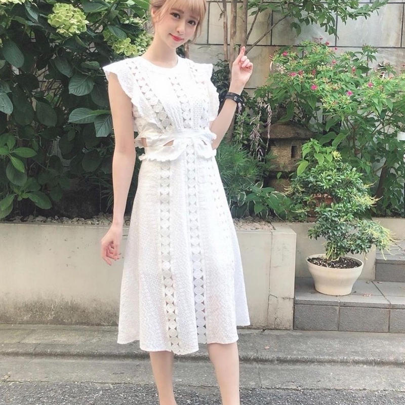 肩フリルレースロングワンピース Brillantselect Store