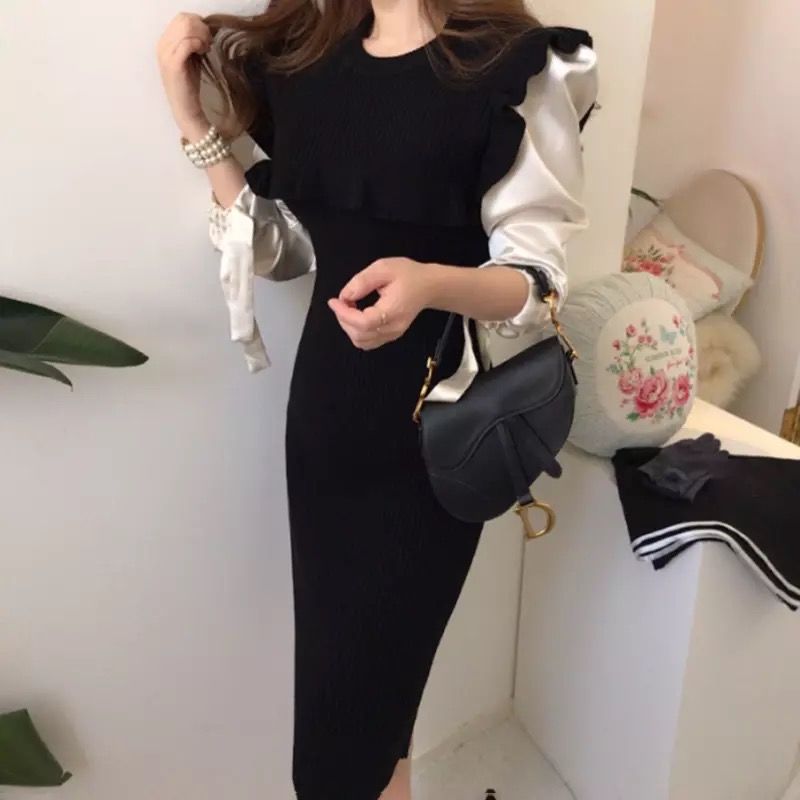 肩フリルニットワンピース Brillantselect Store
