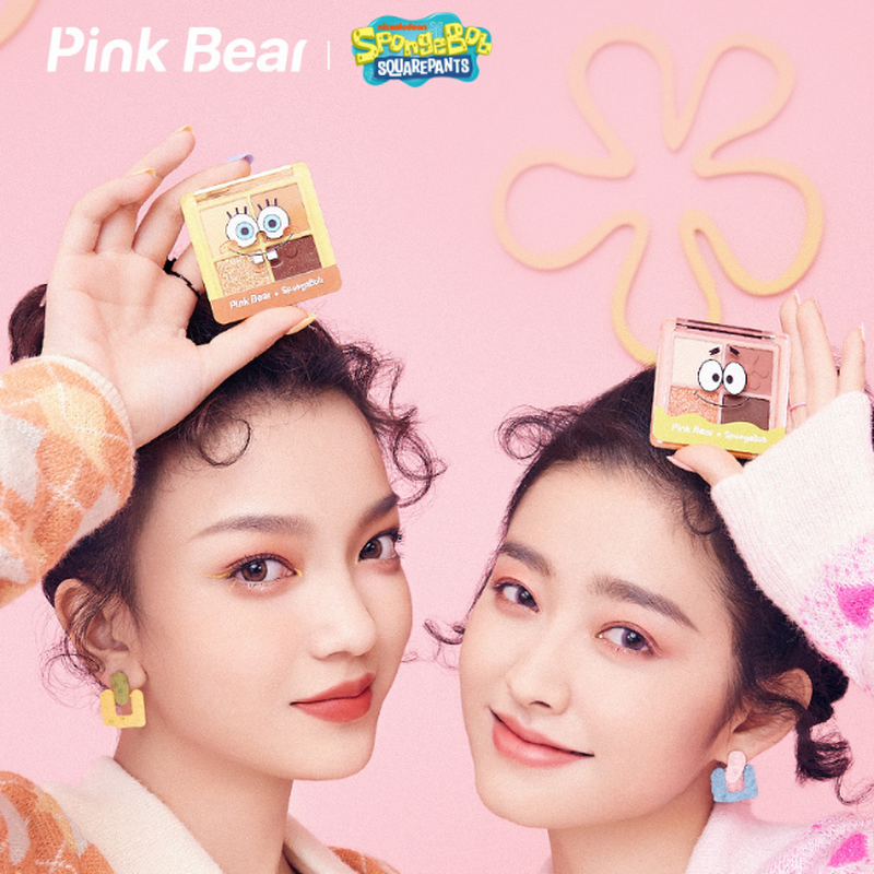 Pink Bear スポンジ ボブ4色アイシャドウ Bud バド 花のつぼみ 中国コスメ