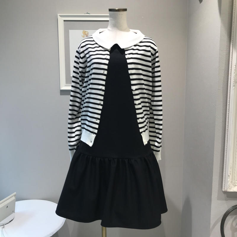 2 258 白襟 黒 クララワンピース L Capriciousmie