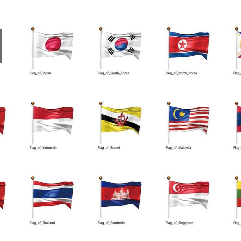 アジアなど 国旗 １ イラスト みんなのテンプレート