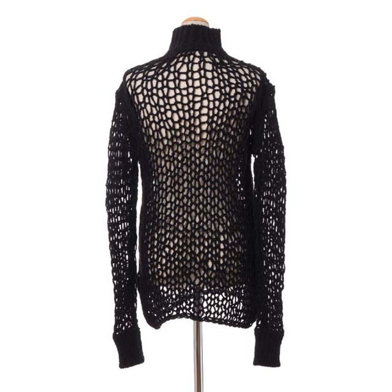 希少　本人期　ANN DEMEULEMEESTER ニット ブラック　ローゲージ アンドゥムルメステールのハイネックダメージニット | HUES 福岡