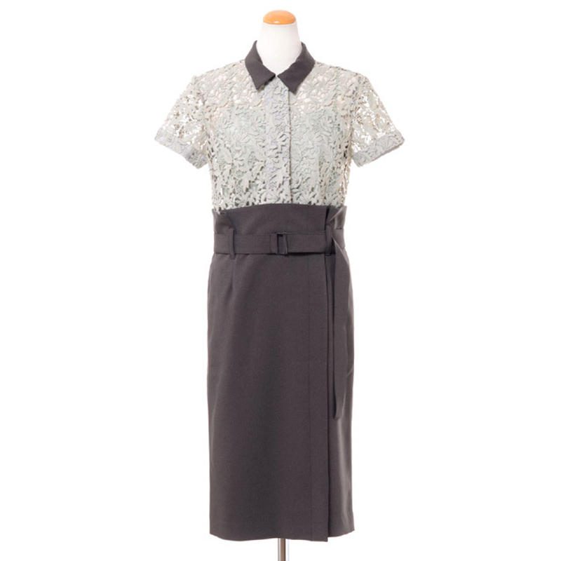 レキサミ Rekisami 半袖レースワンピース ポリエステル グリーン Yokoaunty