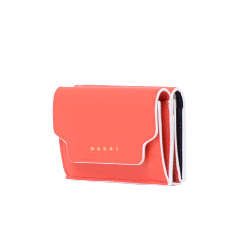 マルニ MARNI 財布 三つ折り ミニ財布 サフィアーノレザー レッド 新品