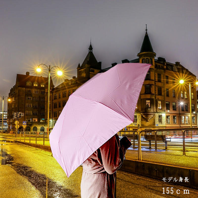 ワンタッチ自動開閉 自動でたためる折りたたみ傘 グラスファイバー 55センチ 無地 送料無料