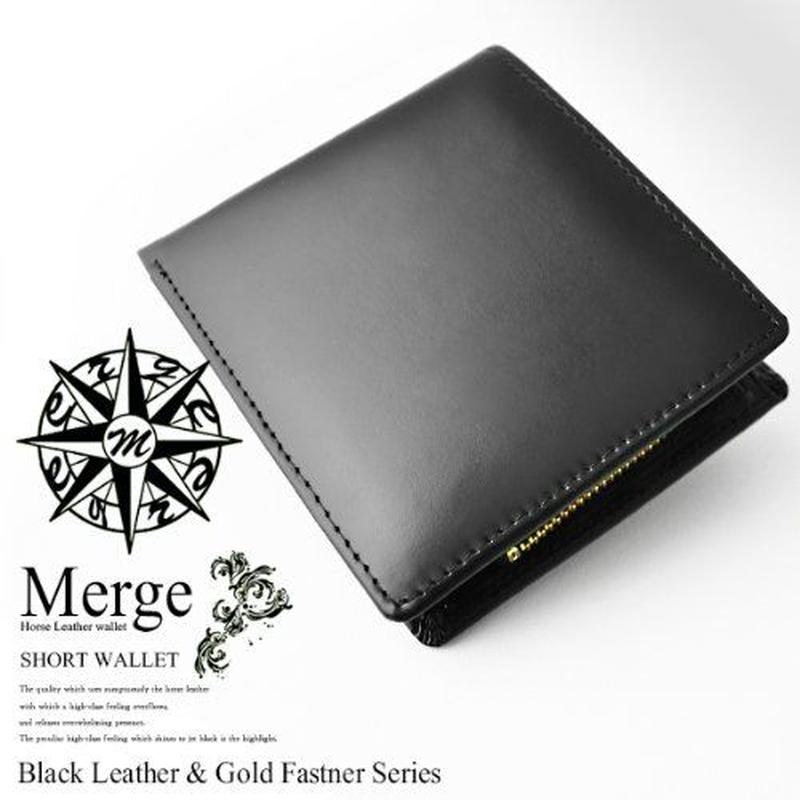 Merge マージ 馬革 牛革 二つ折り短財布 メンズレザーショートウォレット 財布