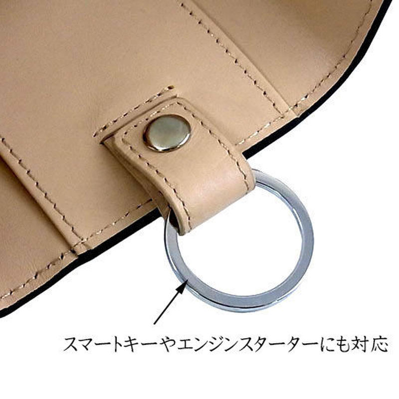 シンプルレザーキーケース キーホルダー 本革牛革 エンジンスターターやスマートキーにも C
