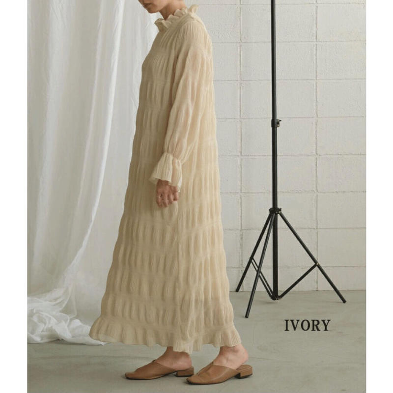 大大大人気 シフォンシワプリーツロングワンピース アイボリー Cle 大大大人気 シフォンシワプリーツロングワンピース アイボリー Cle