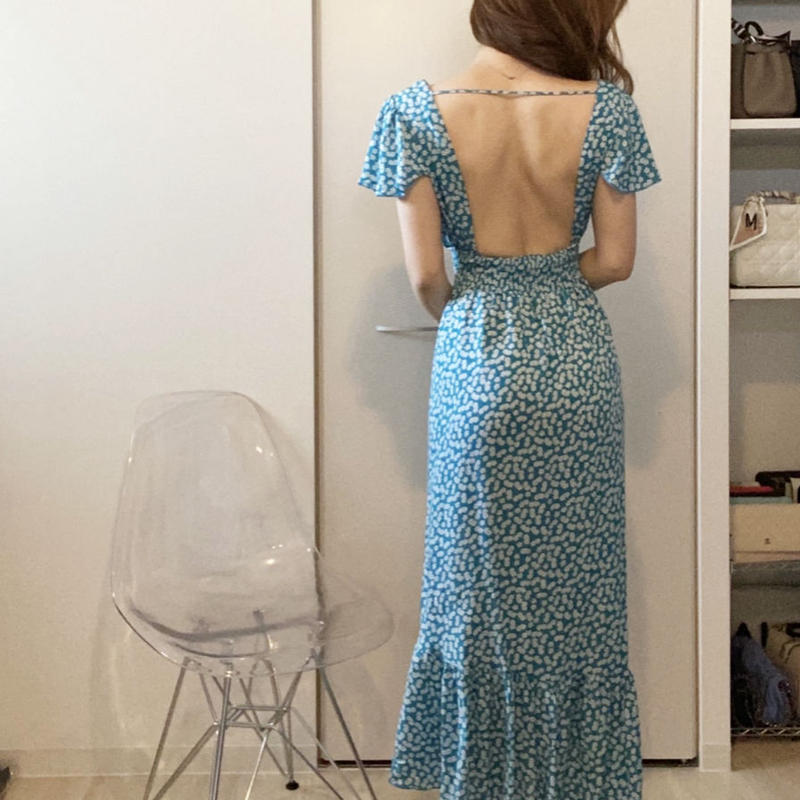 小花柄バックオープンワンピース Celeste Online