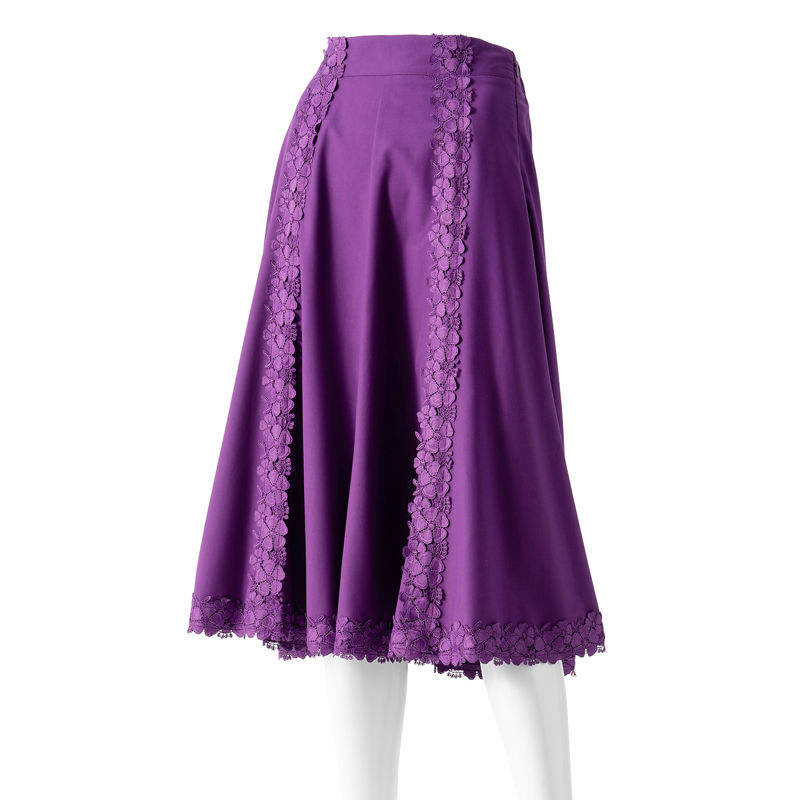 ドレススーツ ラインレースフレアスカート パープル Cesario