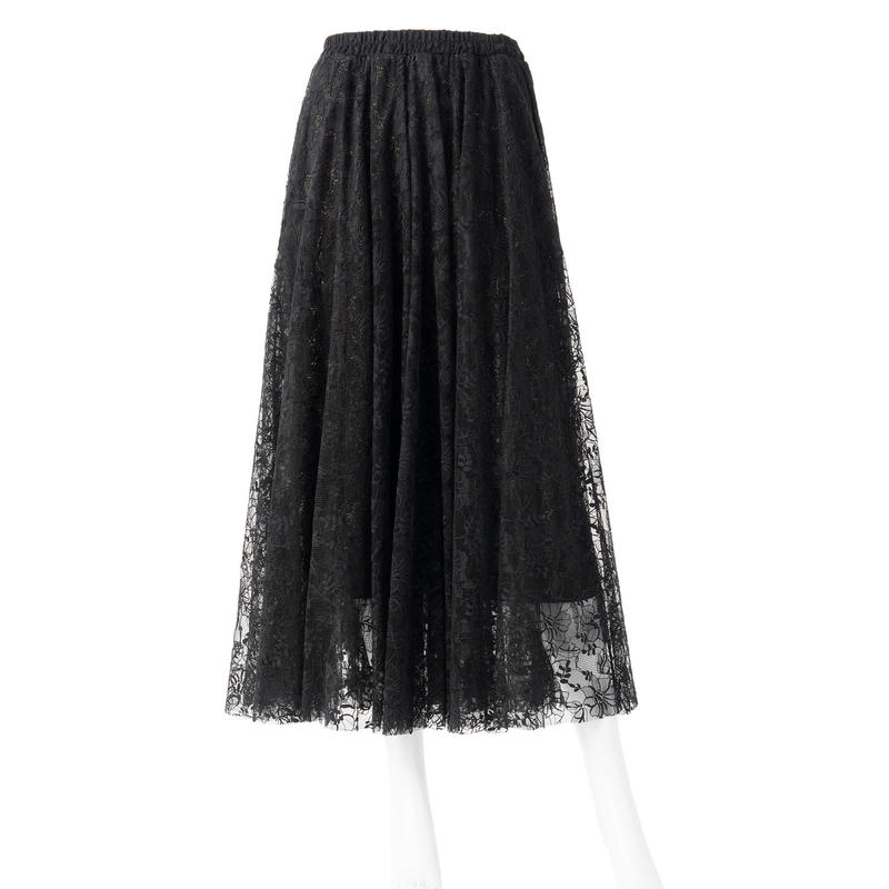 ボリュームチュールレーススカート ブラック Cesario
