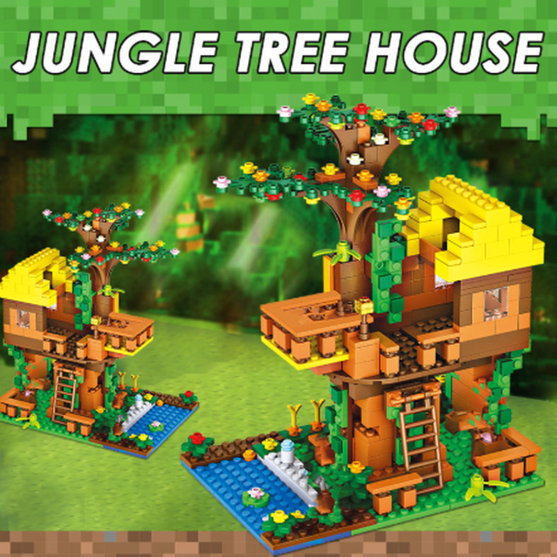 レゴ互換 ジャングル ツリーハウス 家 ミニフィグ付き ツリー 大きい Jungle Tree