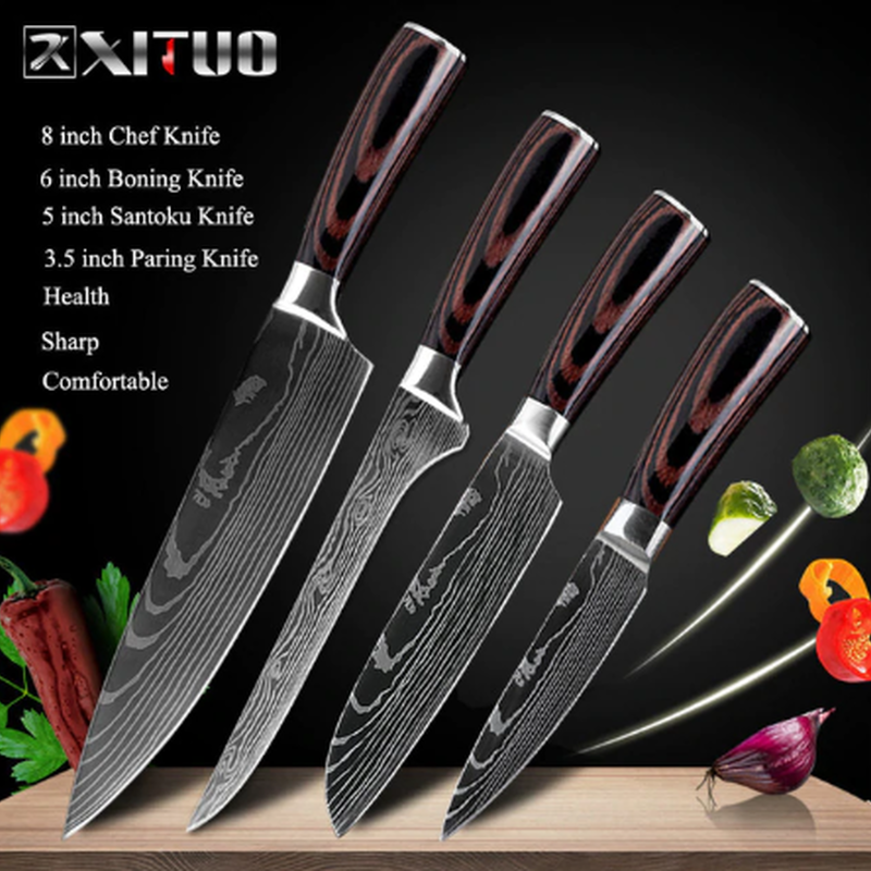 Xituo 包丁セット 4本 シェフナイフ 骨スキ包丁 三徳包丁 ペティナイフ 果物ナイフ お Xituo 包丁セット 4本 シェフナイフ 骨スキ包丁 三徳包丁 ペティナイフ 果物ナイフ お
