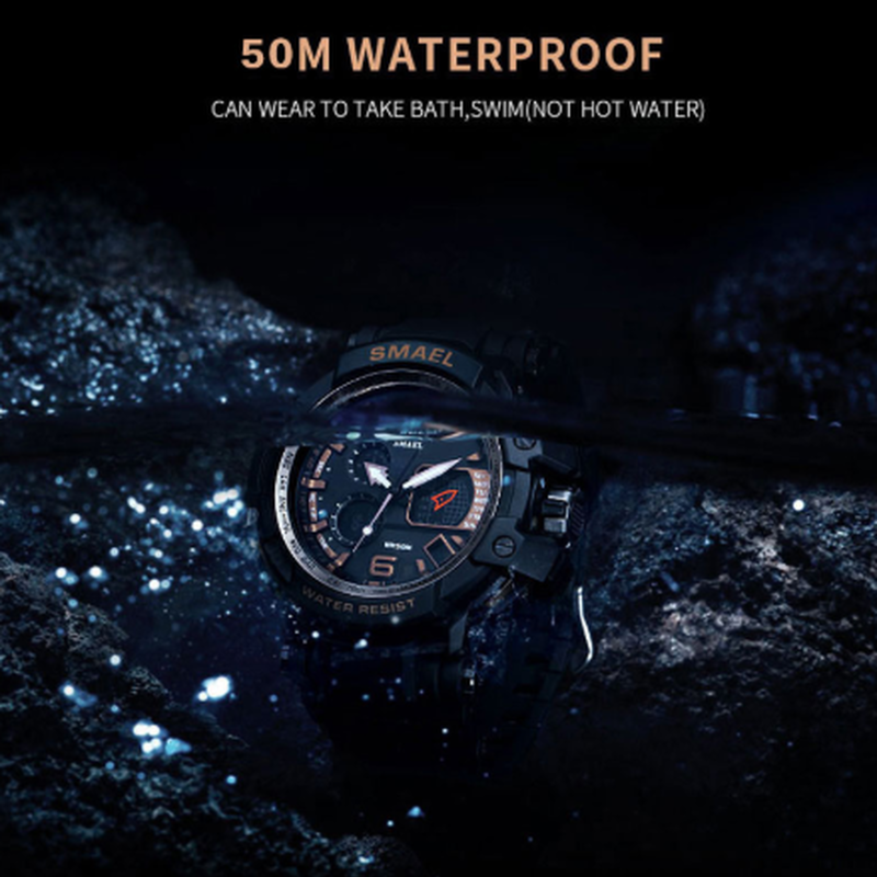 カジュアル Smael S Shock メンズ防水腕時計 Led Sショック クロノグラフ