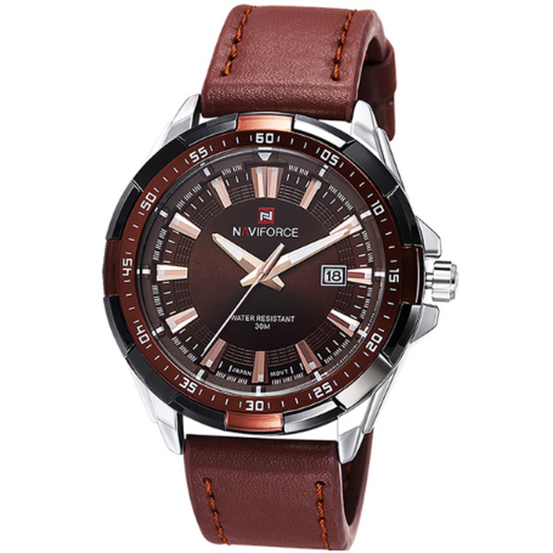 Naviforce メンズスポーツウォッチ 海外高級ブランド 安い 革ベルト クォーツ 防水