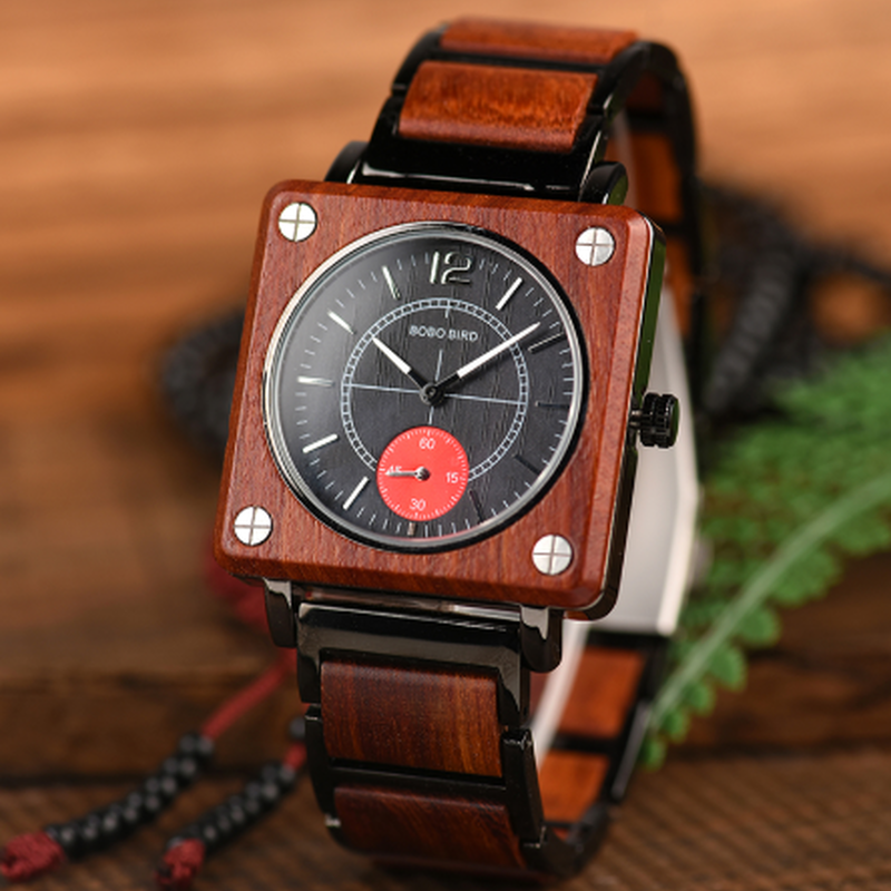 Bobo Bird スクエアウォッチ 高級 海外ブランド 木製腕時計 ユニセックス メンズ レ