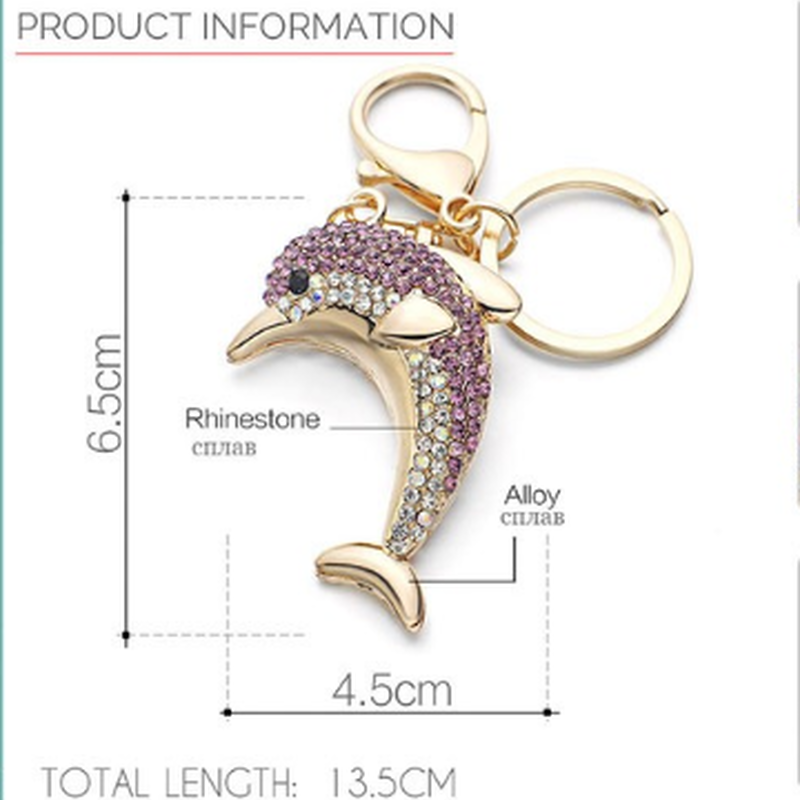 イルカ キーホルダー かわいい キーリング バッグ チャーム きらきら グッズ 動物 亜鉛合金