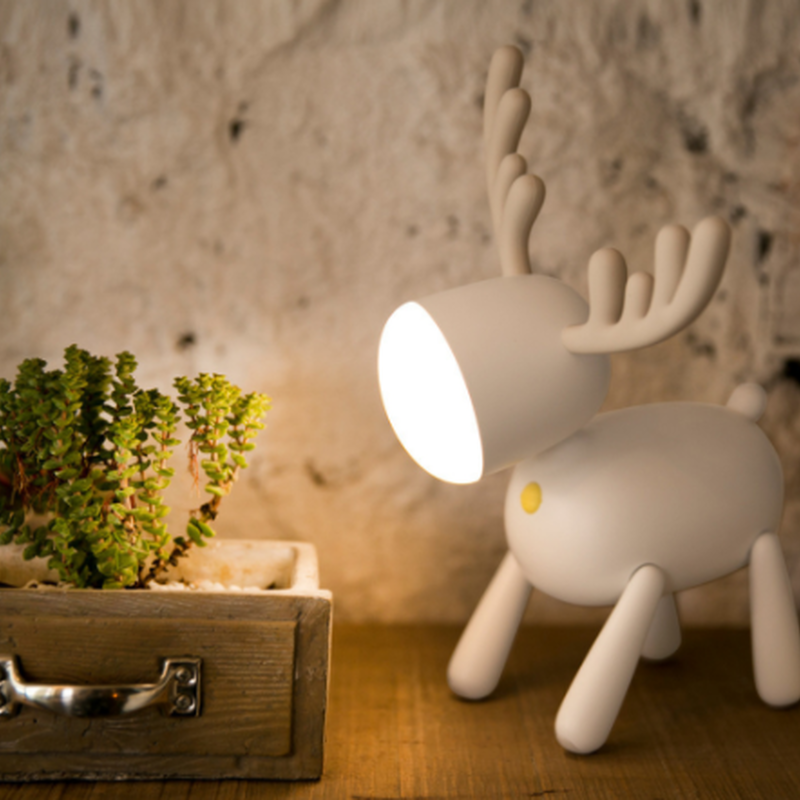 トナカイ ライト クリスマス ランプ 白 子供部屋 寝室 ナイトライト 卓上 Re