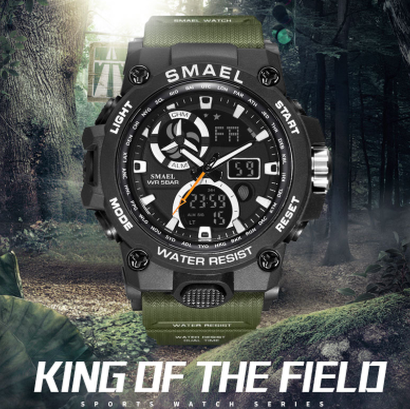 S Shock Smael スポーツ 腕時計 50m防水 メンズ クォーツ デジタル表示付