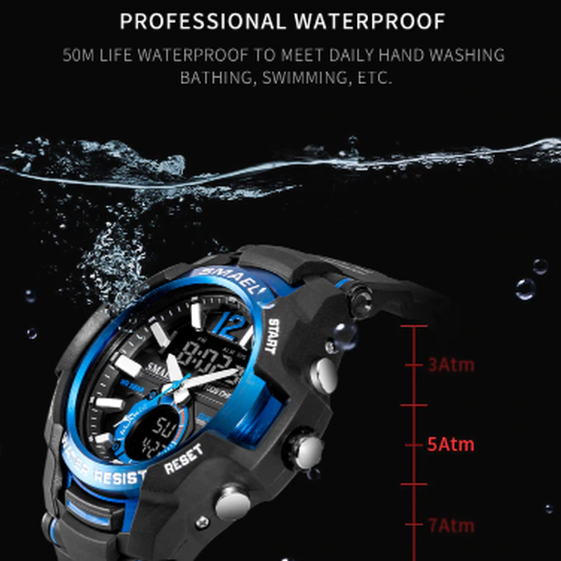 コスパ抜群 Smael スポーツ腕時計 50m防水 メンズ クロノグラフ ミリタリーウォッ