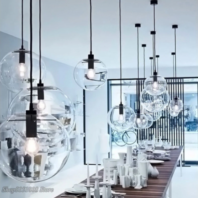 ペンダントライト 北欧 ダイニング ボール 透明 ガラス製 カウンターにも Re