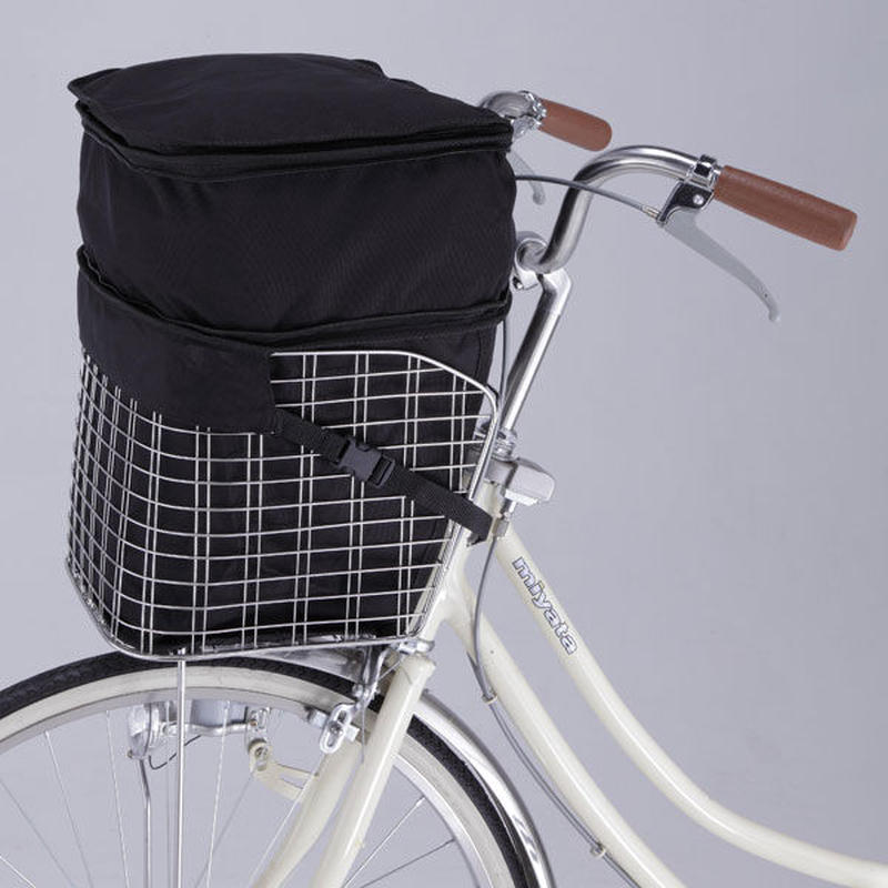 自転車用 ２段式 インナー 前カゴカバー バッグ おしゃれ ベルト付き 電動アシスト対応