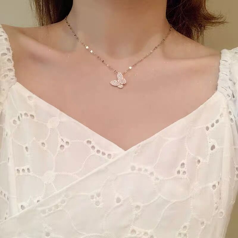 高質 ビジュー付きバタフライのネックレス ienomat.com.br