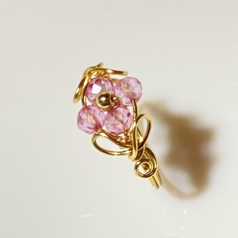 宝石質天然石ピンクトパーズのワイヤーリング Merry House