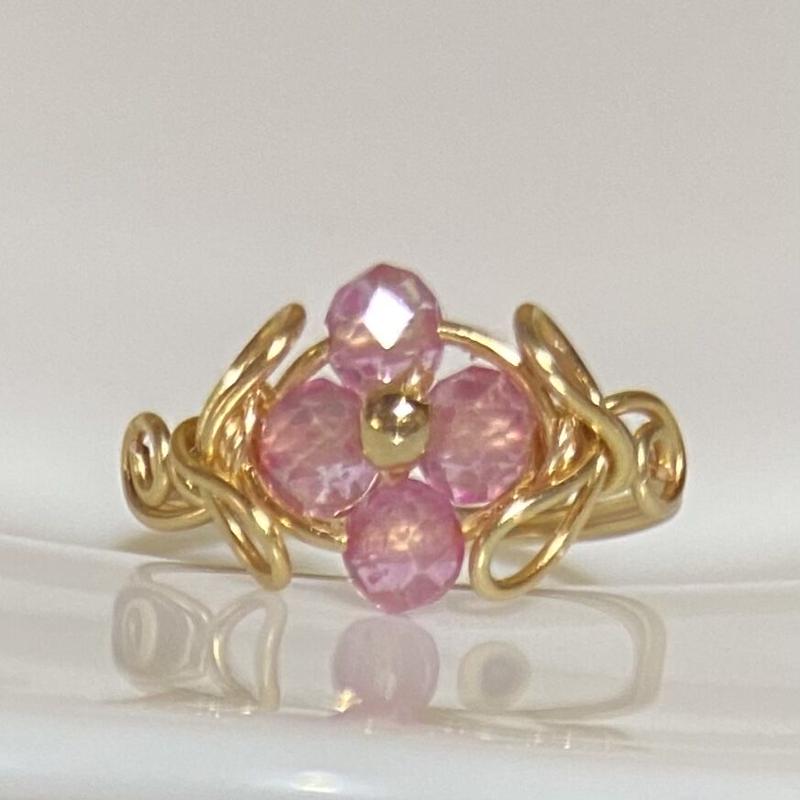 宝石質天然石ピンクトパーズのワイヤーリング Merry House