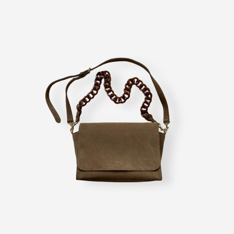 特上美品 chiiiibag チェーンショルダー ブラウン スウェード