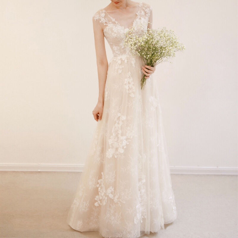 フランス風 Vネックドレス ウエディングドレス スレンダーライン 結婚式 発表会 演奏会 パ