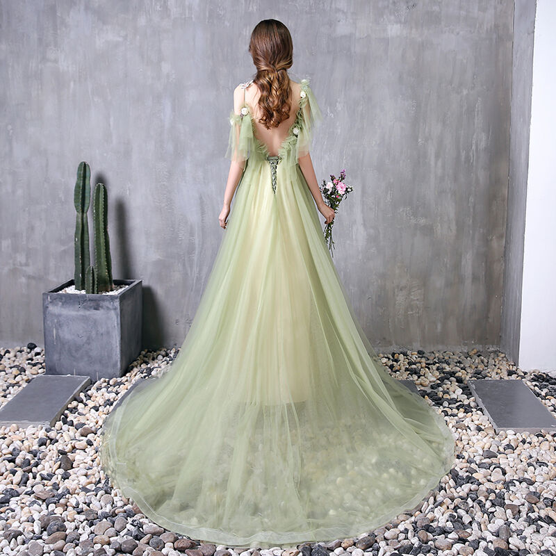 65 Off 送料無料 高品質 緑 ベアトップ 花嫁 プリンセスライン 上質オーガンジー カラードレス ウェディングドレス Hr Com