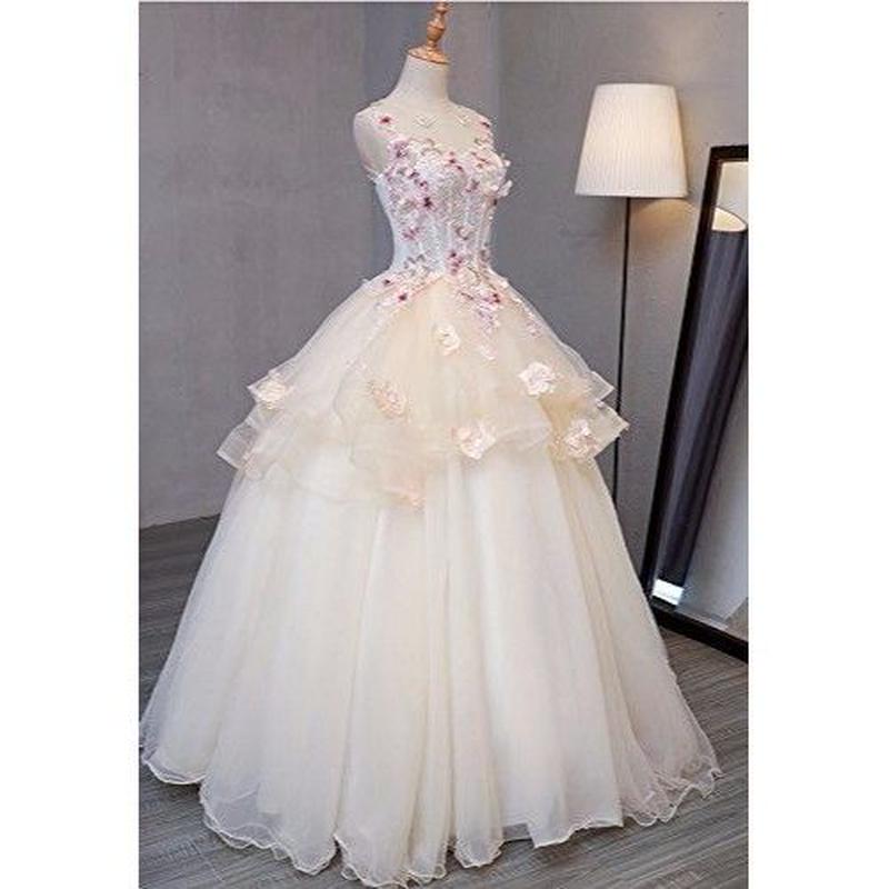 セール特価 花柄 ウェディングドレス ふんわり 花付き エレガント可愛い 結婚式 ウェディングドレス Farmersmarket Qa