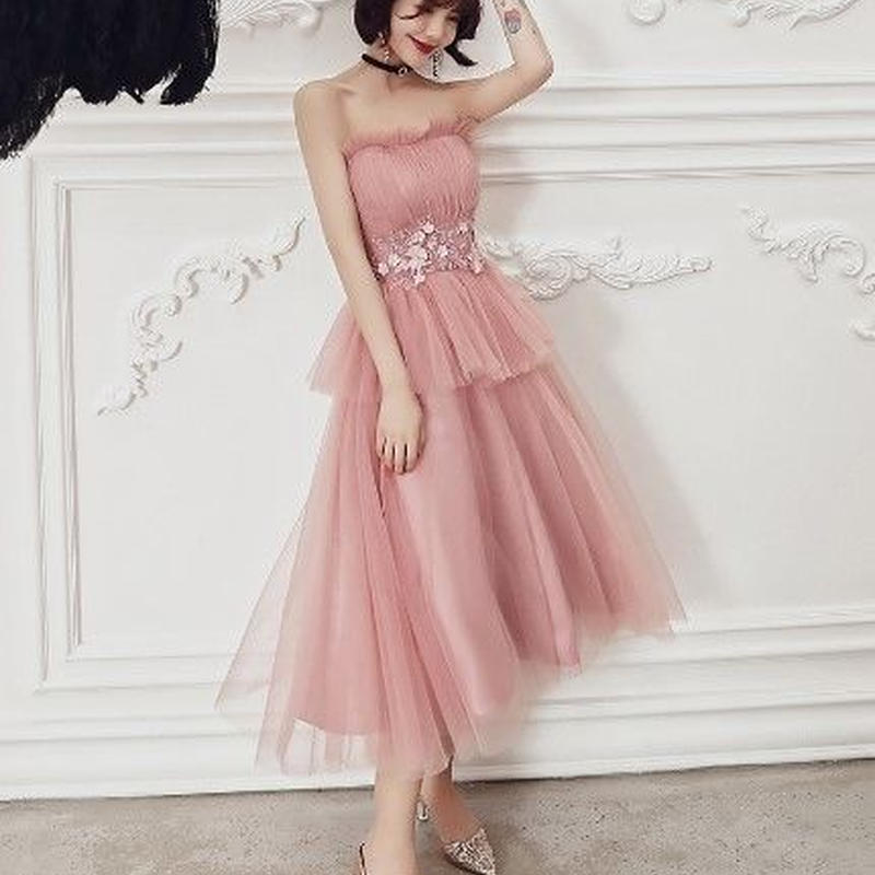 最も ピンク ウェディングドレス ソフトチュール 結婚式 披露宴 ベアトップ ウェディングドレス Www Reinnec Cl
