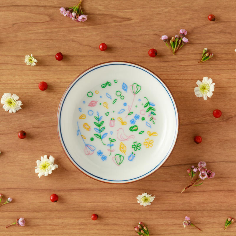 ことりっぷ豆皿 波佐見焼 小鳥と花 さえずり ことりっぷ オンラインストア